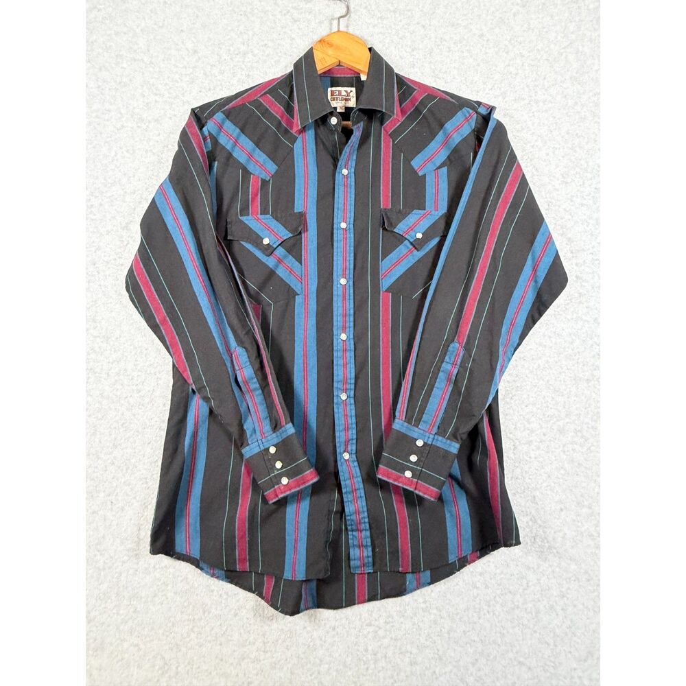 Vintage Ely Cattleman Men's M Pearl Snap Western Striped Shirt Cowboy 4005